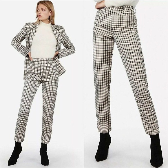 NWT EXPRESS Negin Mirsalehi mixed plaid trousers - Picture 12 of 16